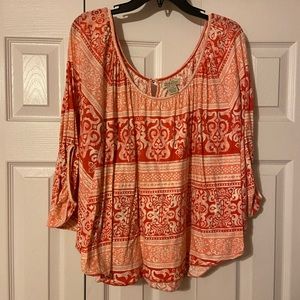 🍀Lucky Brand batik print batwing top🍀